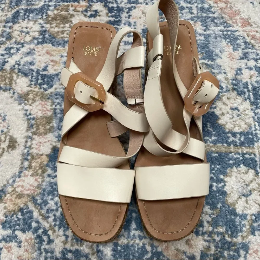 Louise et Cie Palina Platform Wedge Sandal - White Women’s Size 10